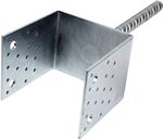 U-shaped anchor post base with a rebar rod