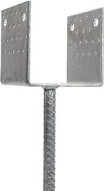 U-shaped anchor post base with a rebar rod