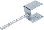 U-shaped anchor post base with a rebar rod
