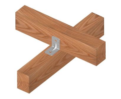 Example of using a reinforced structural angle bracket with regularly spaced holes