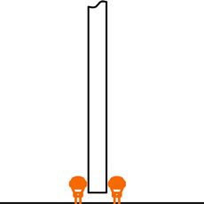 External guidance for a suspended gate — guide rollers on both sides of the gate