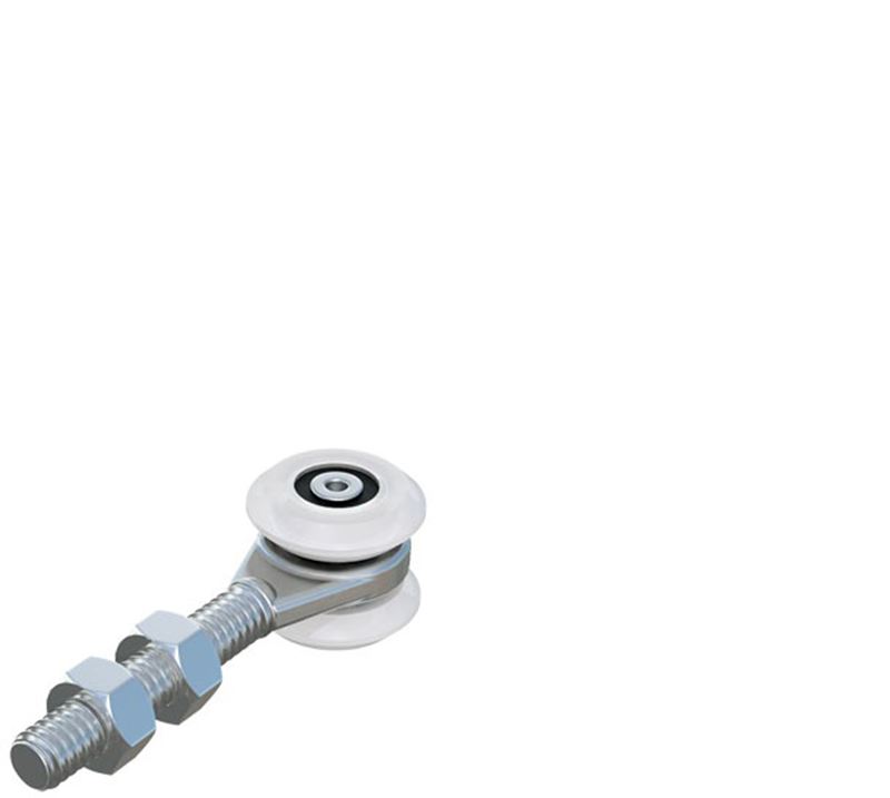 Trolley for a suspended gate with two bearings, nylon bearings