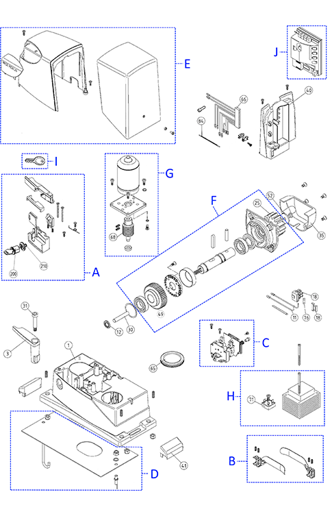 NICE Robus RB400R10 drive spare parts breakdown
