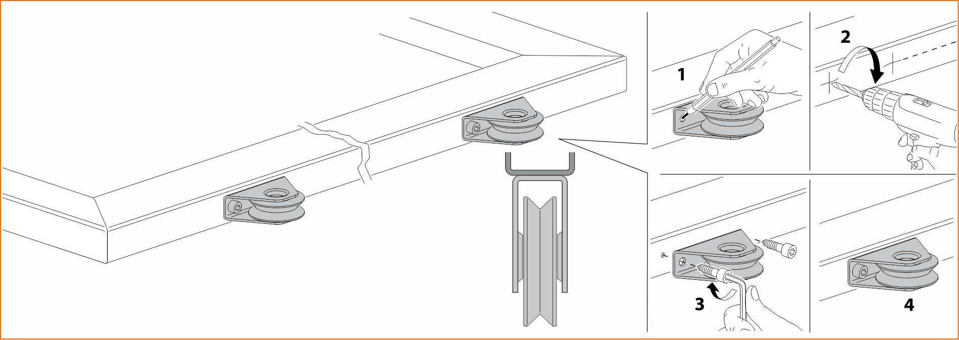 Installation – wheel with bracket Installation – wheel with bracket