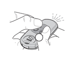 1. Press and hold two buttons simultaneously until the LED starts flashing faster. 1. Press and hold two buttons simultaneously until the LED starts flashing faster.