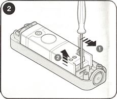 2. Pull out the electronics as shown by the arrows