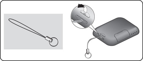 Attaching the keychain cord to the NICE Era Flor FLO2RE drive remote control
