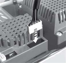 2. Connect the battery to the connector and position it next to the control unit