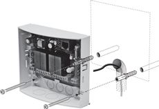 2. Drill holes at the marked locations for the screws and cables, then mount the receiver on a wall or another surface. 
