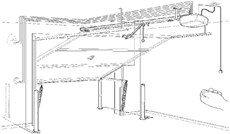 Protruding up-and-over garage door with springs