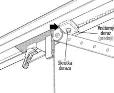 7. Loosen both mechanical end stops. Move the front stop towards the trolley, then push the trolley in the closing direction and tighten the stop.