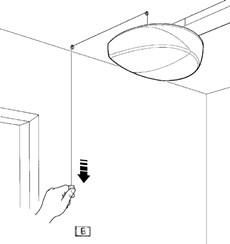 10. If necessary, move the opener's release cord to a suitable location in the garage. You can use eye bolts for this, for example.