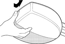 1. Press the white cover in and turn it