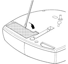 2. Pry off the plastic cover for the battery compartment