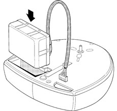 3. Insert the battery into the compartment as shown and route the power cable to the control unit