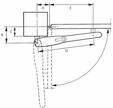 Diagram showing the NICE Wingo drive opening inward