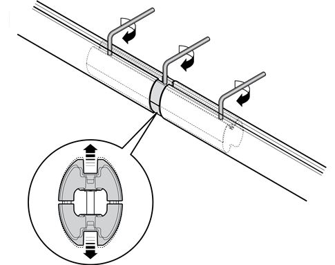 2. Loosen all three screws in the XBA9 connector so they expand evenly and press against the arms from the inside: 2. Loosen all three screws in the XBA9 connector so they expand evenly and press against the arms from the inside: