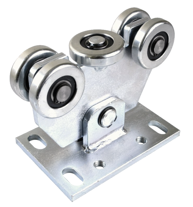 Sliding gate trolley with 5 rollers for C profile 58x58x3, zinc-plated