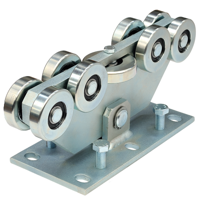 Sliding gate carriage with 9 rollers for C-profile 98x98x5