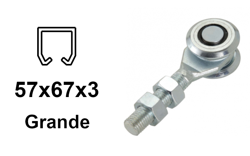 Trolley for suspended gate, 2 rollers, for 57×68×3.0 profile