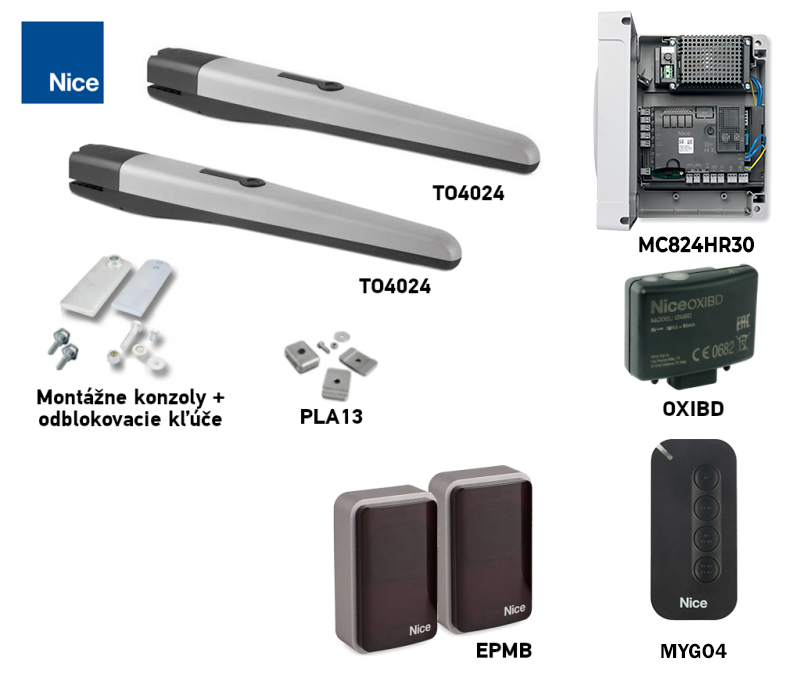 NICE Toona 4 TO4024 operator kit with photocells