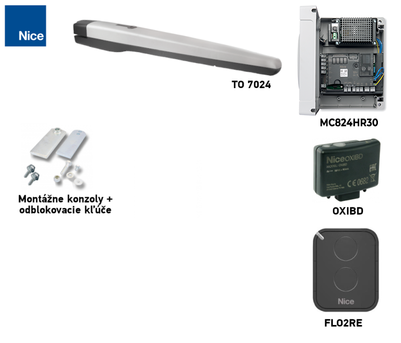 NICE Toona TO7024 kit for a single-leaf gate