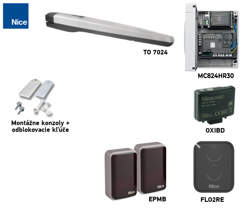 NICE Toona TO7024 kit for a single-leaf gate with photocells