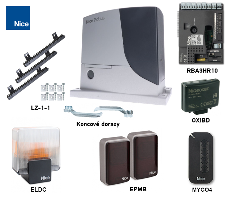 NICE Robus RB1000 gate operator kit + rack