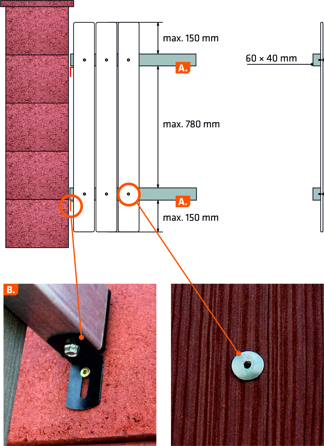 Vertical installation of Pilwood fence boards Vertical installation of Pilwood fence boards